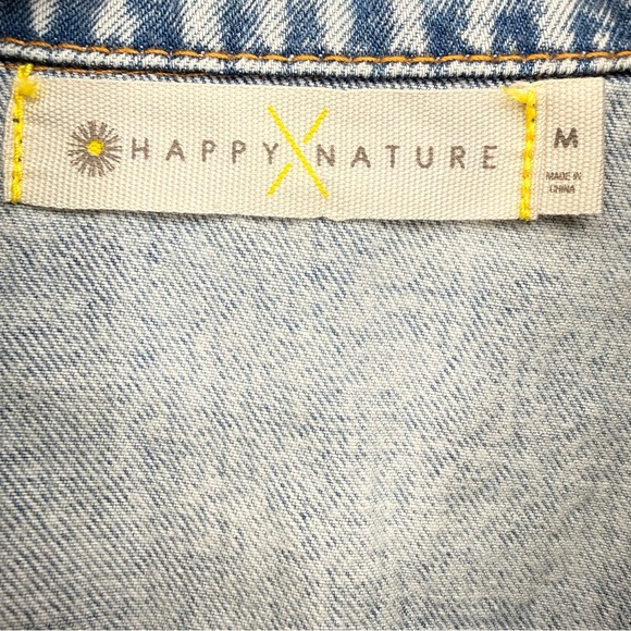 Happy Nature Womens Acid Wash Boxy Cropped Denim Jacket Oversized M 90s Grunge - Picture 8 of 14